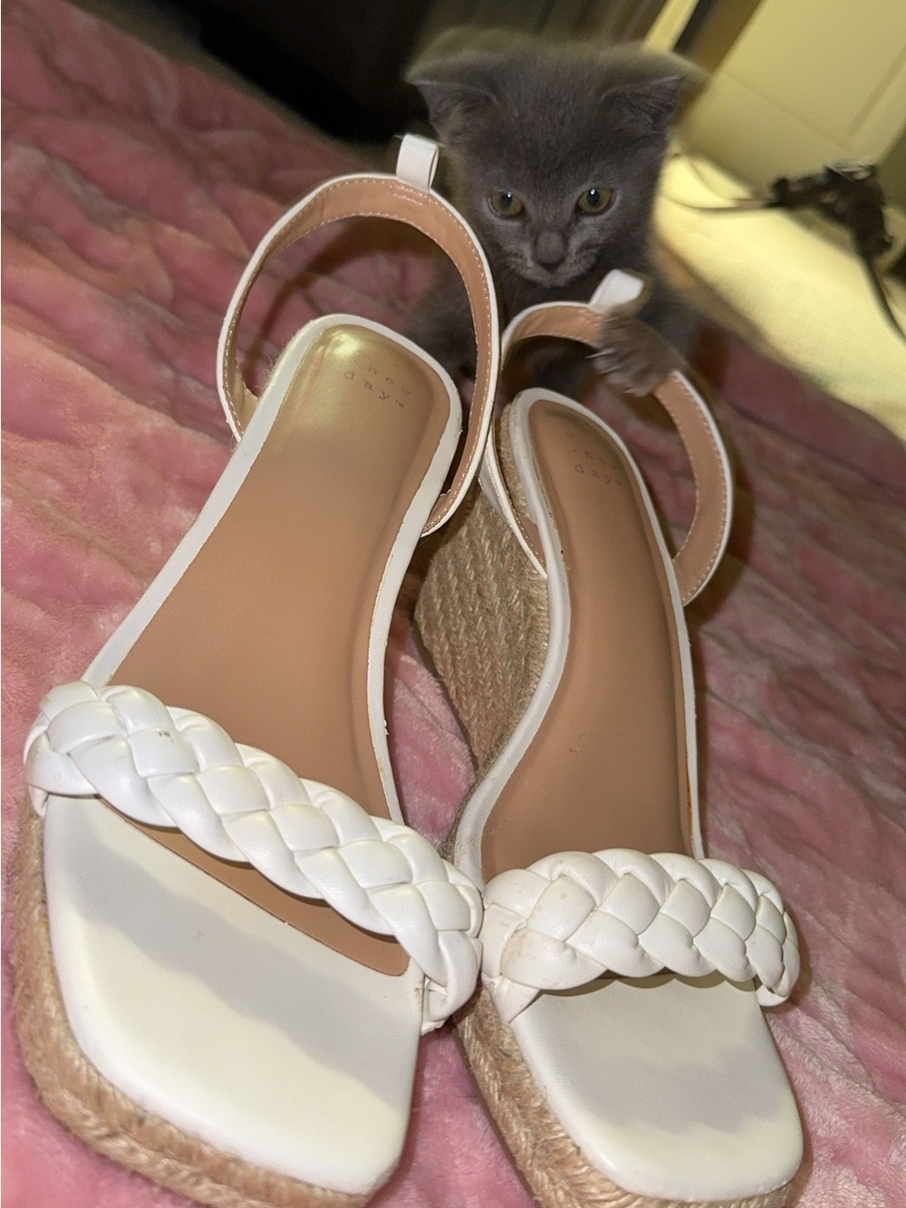 a new day White Braided Espadrille Wedge Sandals